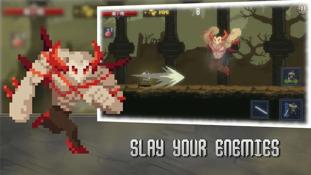 Deathblaze Action Platformer (Смертельное пламя Экшен Платформер)  [МОД Бесконечные монеты] Screenshot 3