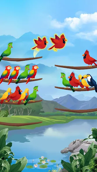 Bird Sort - Color Puzzle  [МОД Много монет] Screenshot 2