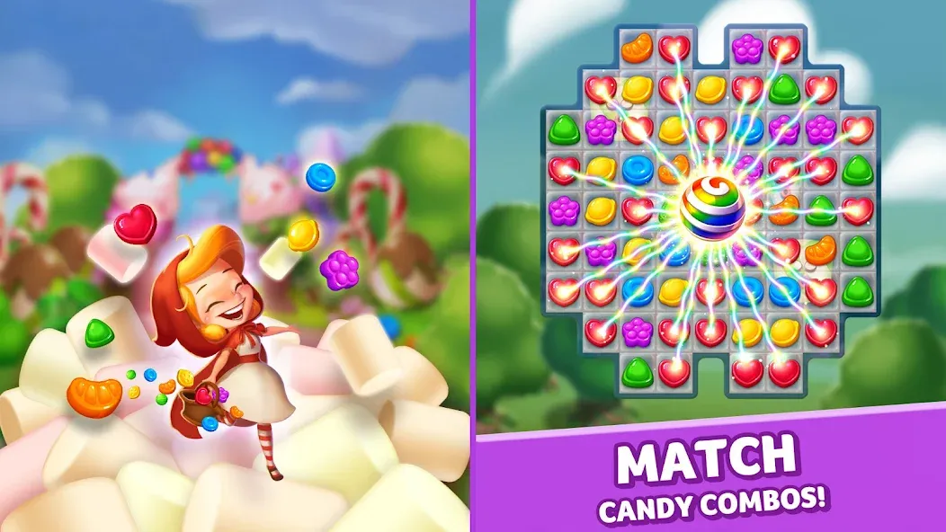 Lollipop & Marshmallow Match3  [МОД Бесконечные монеты] Screenshot 5