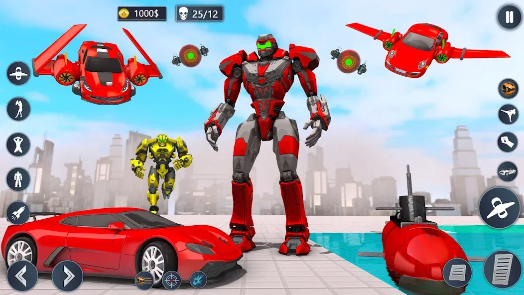 Flying Car Robot Game Car Game  [МОД Unlimited Money] Screenshot 4