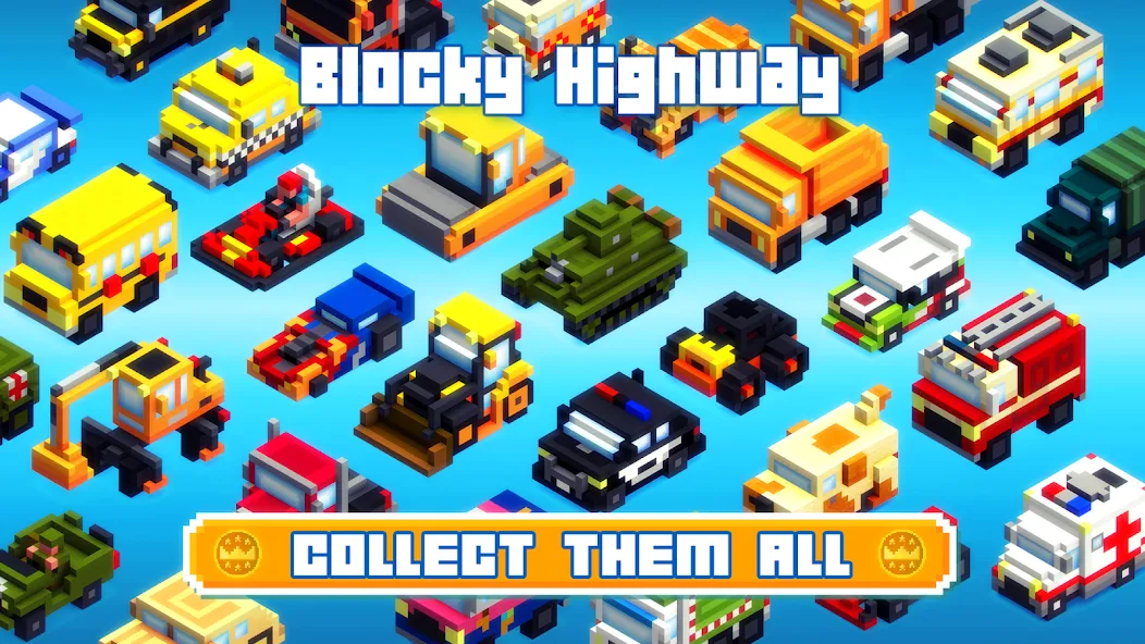 Blocky Highway: Traffic Racing (Блоки Хайвей)  [МОД Все открыто] Screenshot 3