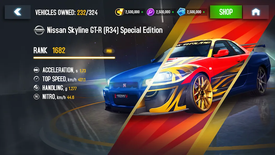 Asphalt 8 - Car Racing Game (Асфальт 8)  [МОД Много монет] Screenshot 2