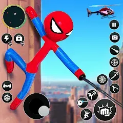 Скачать взломанную Flying Stickman Rope Hero Game  [МОД Меню] - стабильная версия apk на Андроид