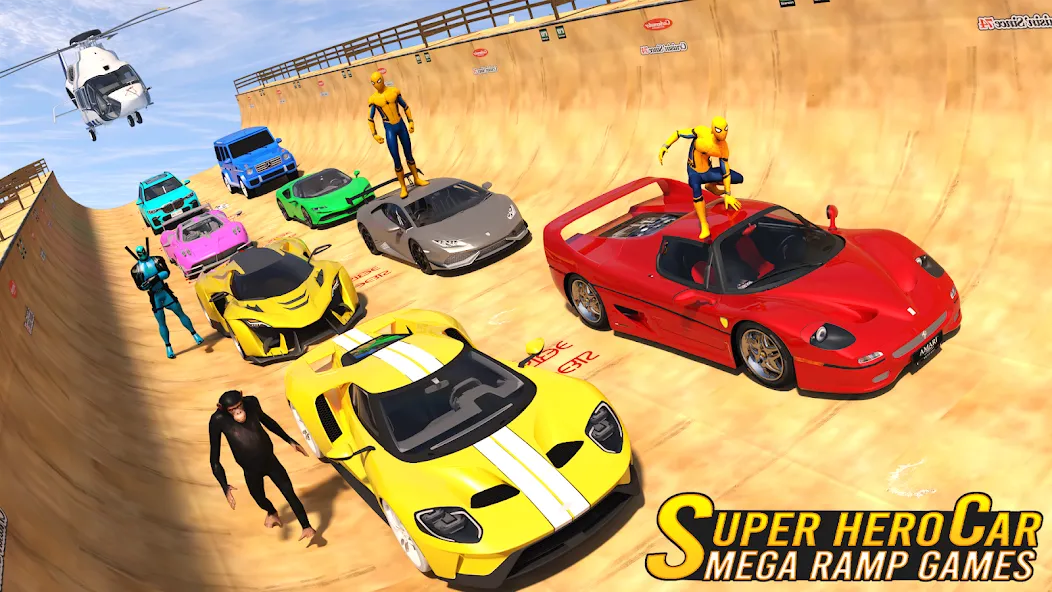 Superhero Car: Mega Ramp Games (Рамп Кар Гейм)  [МОД Бесконечные монеты] Screenshot 5