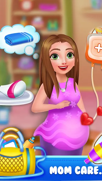 Mom newborn babysitter care (Мама новорожденного няня заботится)  [МОД Menu] Screenshot 3