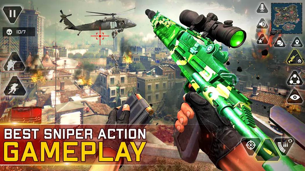 Sniper Gun Shooting game (ИГИ Снайпер Оружие Стрелялки Игры)  [МОД Бесконечные монеты] Screenshot 5