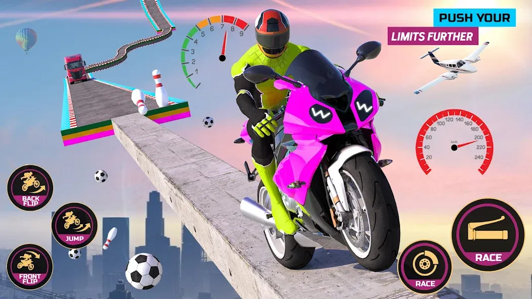 Racing Bike Stunt Games Master (Гонки на мотоциклах Мастер игр в трюки)  [МОД Все открыто] Screenshot 1