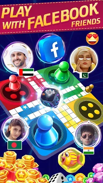 Online Ludo Game Multiplayer (Лудо Мастер Лудо Дайс Кинг)  [МОД Бесконечные монеты] Screenshot 1