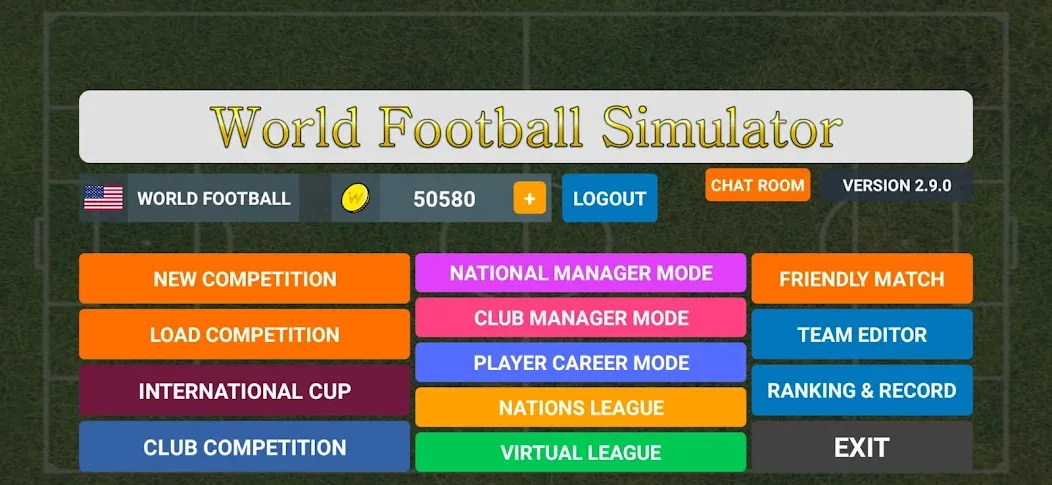 World Football Simulator (Мировой Футбольный Симулятор)  [МОД Бесконечные деньги] Screenshot 1