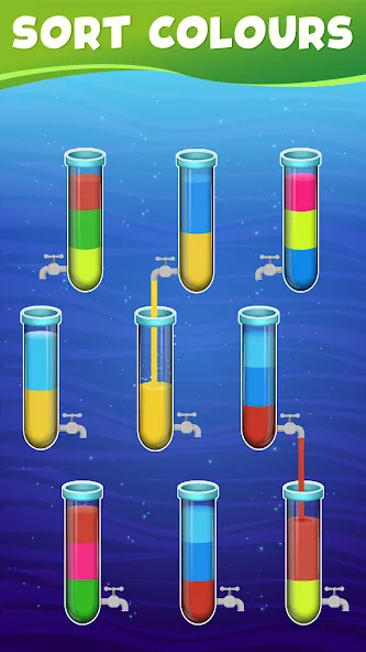 Water Sort Color Sorting games (Вотер Сорт Колор Сортинг гейм)  [МОД Бесконечные монеты] Screenshot 2