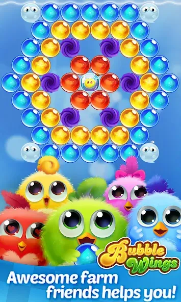 Bubble Wings: bubble shooter (Бабл Вингс)  [МОД Бесконечные монеты] Screenshot 4