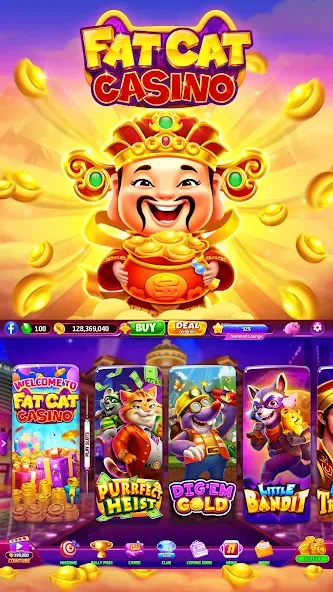 Fat Cat Casino - Slots Game (Фэт Кэт Казино)  [МОД Бесконечные монеты] Screenshot 2