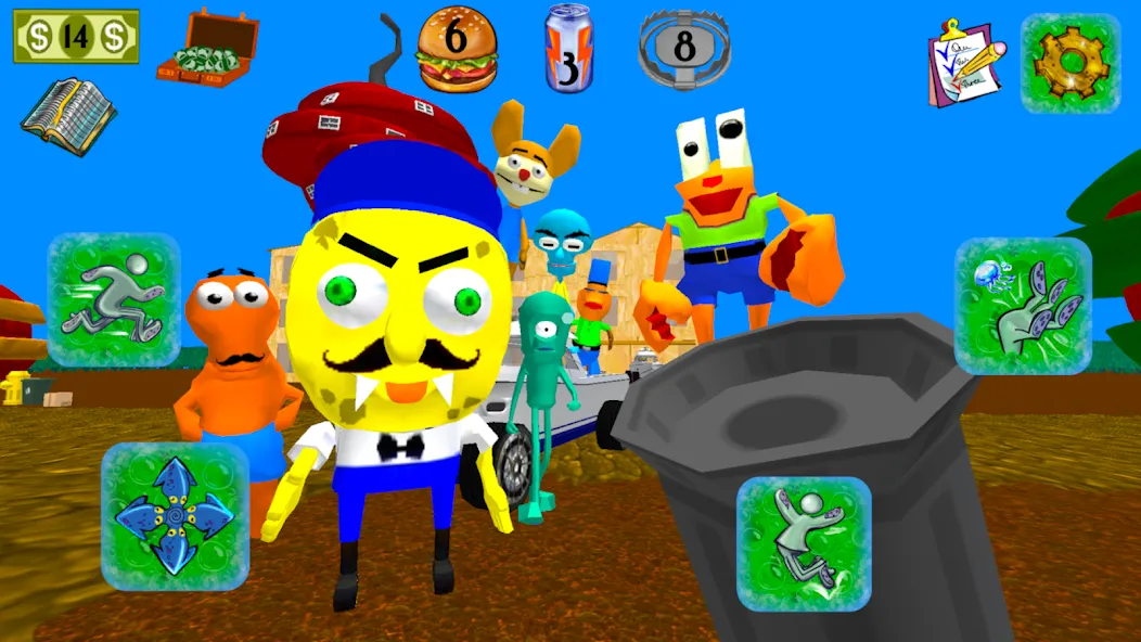 Sponge Neighbor Escape 3D (Спонж Сосед Побег 3D)  [МОД Бесконечные деньги] Screenshot 3