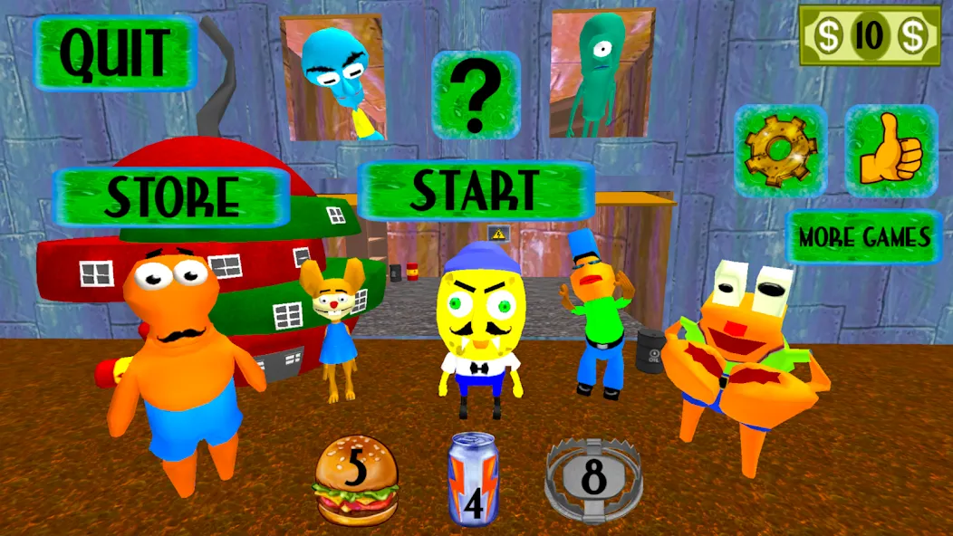 Sponge Neighbor Escape 3D (Спонж Сосед Побег 3D)  [МОД Бесконечные деньги] Screenshot 5