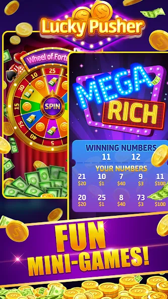 Lucky Cash Pusher Coin Games (Лаки Кэш Пушер Коин Геймс)  [МОД Много монет] Screenshot 4