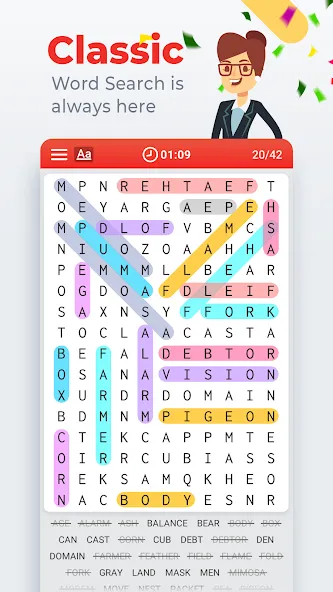 Word Search Colorful  [МОД Много денег] Screenshot 1