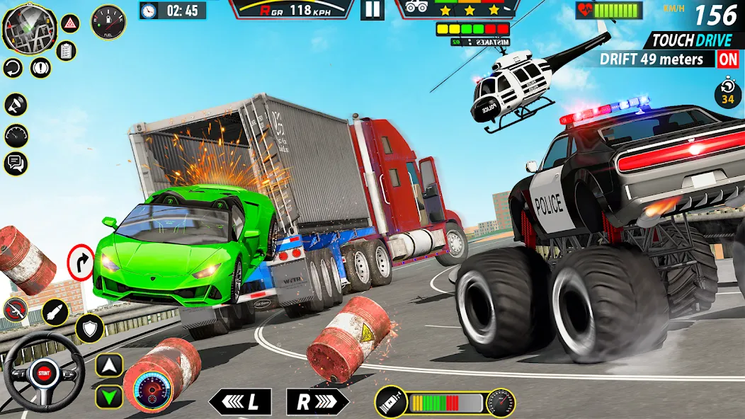 Police Monster Truck Car Games  [МОД Все открыто] Screenshot 2