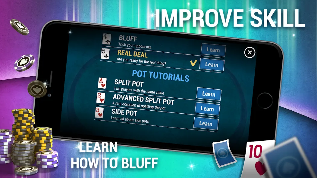 Learn How To Play Texas Poker  [МОД Бесконечные монеты] Screenshot 4