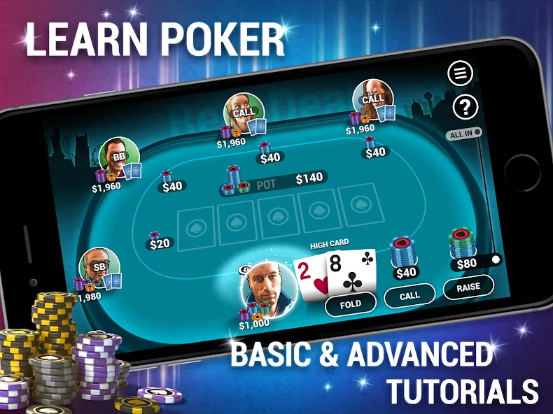 Learn How To Play Texas Poker  [МОД Бесконечные монеты] Screenshot 5