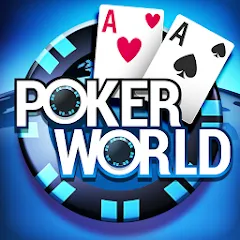 Скачать взломанную Poker World, Offline TX Holdem (Покер Ворлд)  [МОД Mega Pack] - полная версия apk на Андроид