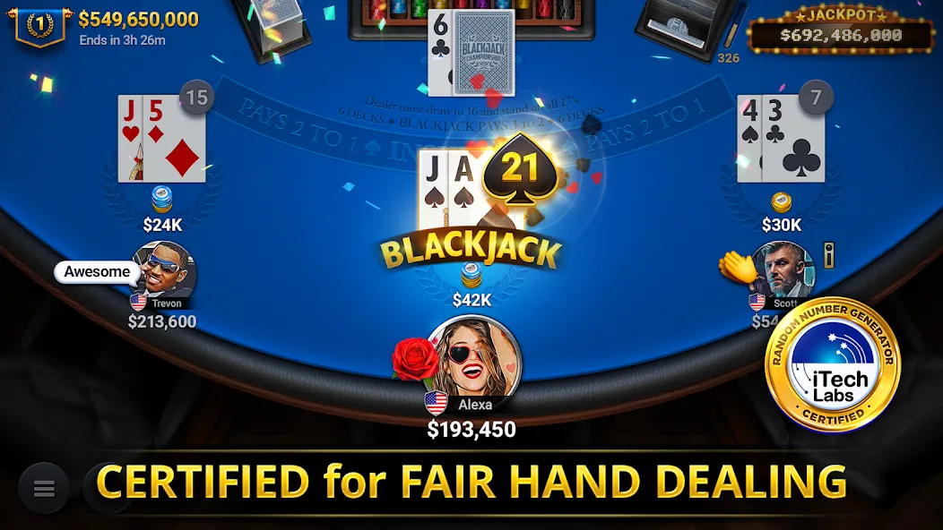 Blackjack Championship (Блэкджек Чемпионат)  [МОД Много денег] Screenshot 1