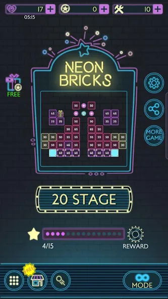 Neon bricks  [МОД Бесконечные монеты] Screenshot 1