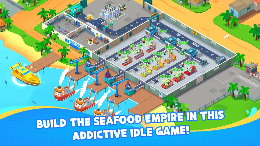 Seafood Inc - Tycoon, Idle (Айдл Сифуд Инк)  [МОД Много денег] Screenshot 1