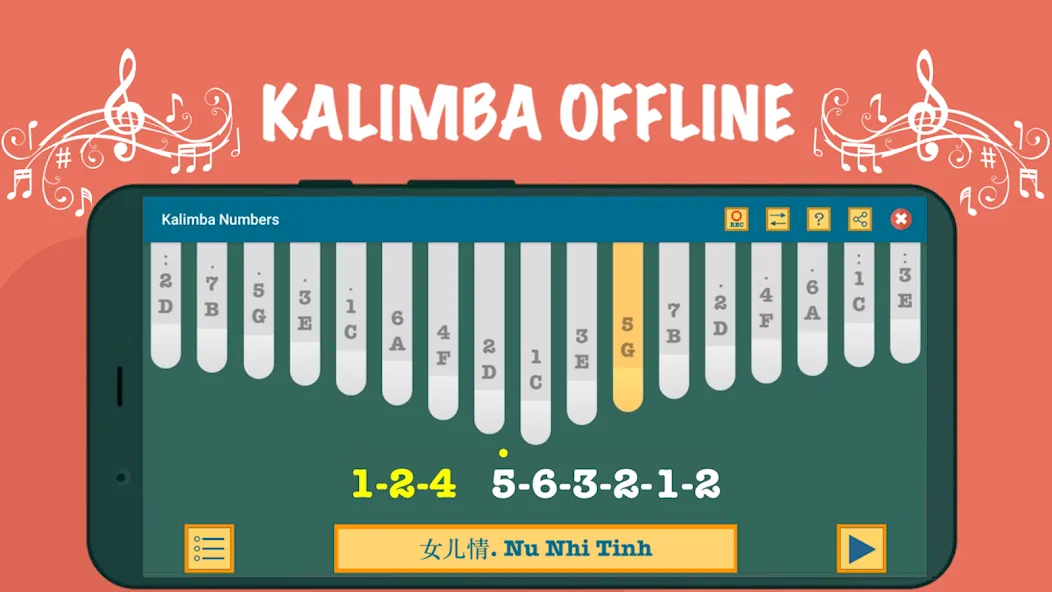 Kalimba App With Songs Numbers (Калимба приложение с песнями и цифрами)  [МОД Unlimited Money] Screenshot 5